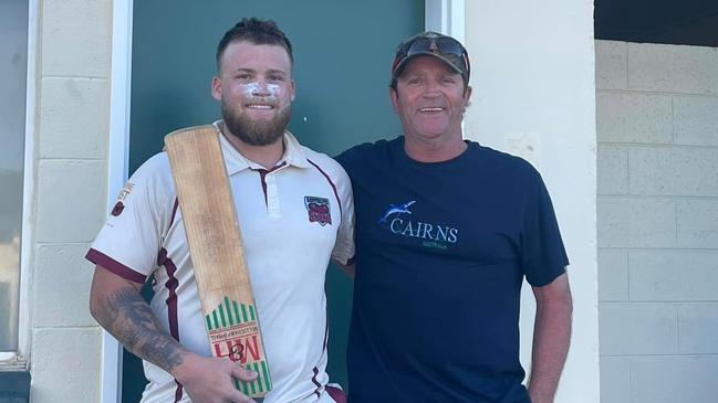 Caboolture cricketer Jayden Coffin (left) and Peter Coffin.