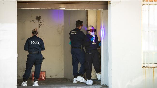 Police at Henry Street, Lewisham on Saturday morning. Picture: Julian Andrews