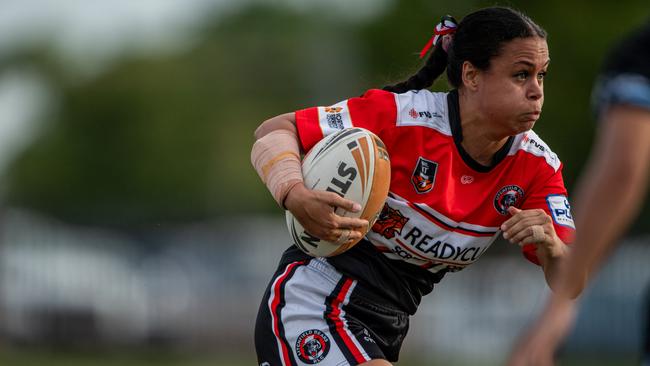 Teka Voysey playing for the Litchfield Bears as they beat the Northern Sharks in Round 1 of the 2024 NRL NT season. Picture: Pema Tamang Pakhrin