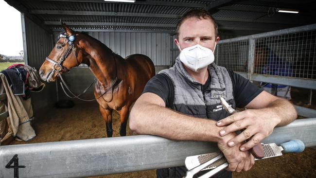 Farrier Mitch Fox services both sides of the NSW-Victoria border. Picture: David Caird