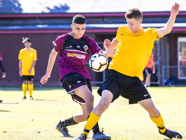 Rj Guerri in the Queensland Schools Premier League Football match between Marsden and Corinda at Darra, Thursday, July 30, 2020 - Picture: Richard Walker
