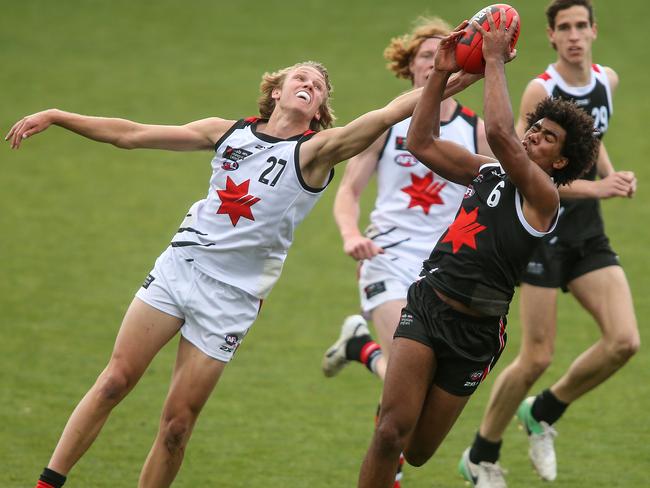 Isaac Quaynor’s intercept marking is a highlight. Picture: Pat Scala