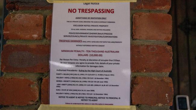 A sign at Kerry Nash’s home. Picture: Wayne Taylor