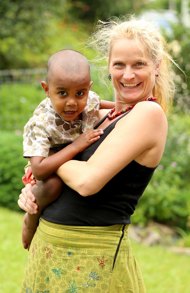 Three-year-old Lewis Boyd was washed away in a stormwater drain in his backyard during the heavy rains at Lismore. He survived and was found by neighbour Susan McGauley who lives 2 houses away. Picture: Nathan Edwards