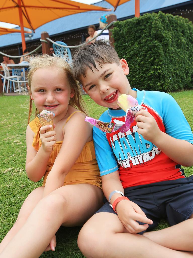 Tiffany and Jacob. Adventure Park on Monday. Picture: Alan Barber