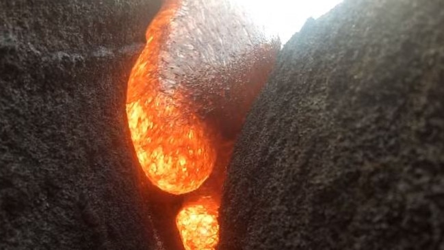 Footage shows what it might look like to be slowly swallowed by lava. Picture: Erik Storm/YouTube