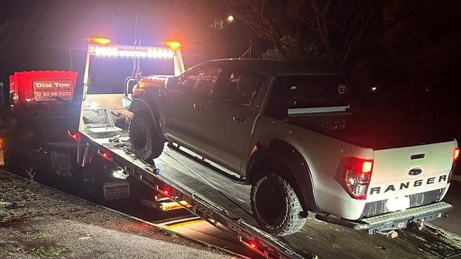 Police seize a white Ford ute after the driver was caught speeding at 128km/h. Picture: SA Police