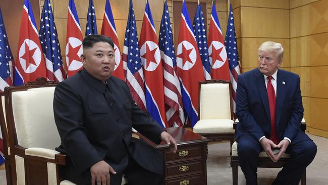 President Donald Trump and North Korean leader Kim Jong Un during their bilateral meeting in South Korea Korea last year, which failed to form a denuclearisation deal. Picture: AP