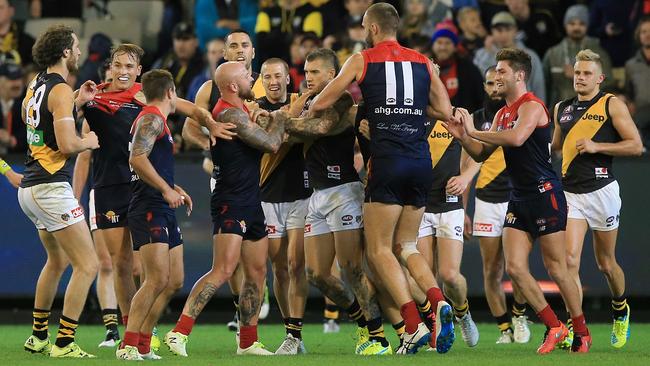 Melbourne and Richmond players were fined following a melee in Round 5. Picture: Wayne Ludbey.