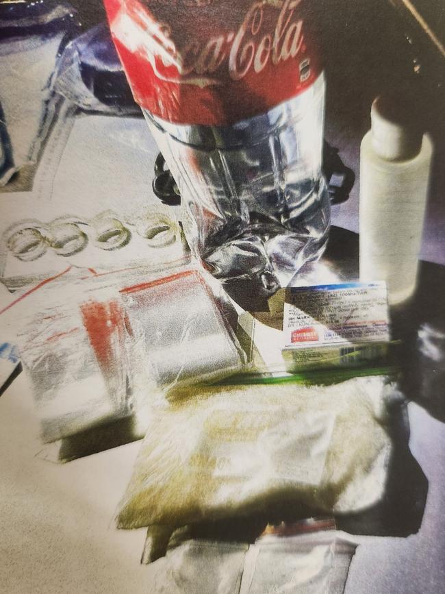 The fantasy and methamphetamine found during the search. Photo: Courts SA