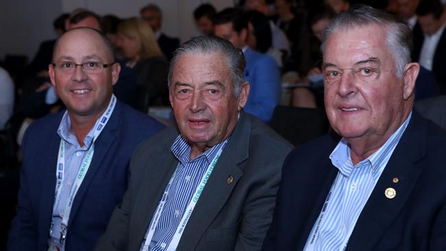 Ron (centre) and Tony Perich (left) have helped develop much of southwest Sydney. Picture: Hollie Adams/The Australian