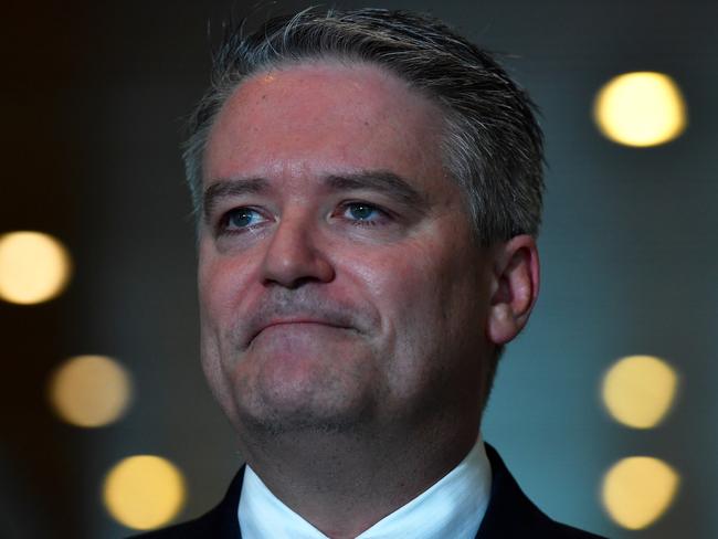 Minister for Finance Matthias Cormann addresses media at the Mural Hall in Parliament House in Canberra, Thursday, 4 July, 2019. Independent Senator Jacqui Lambie has thrown her support behind the federal government's income tax cuts, gauranteeing the $158bn package will become law.  (AAP Image/Sam Mooy) NO ARCHIVING