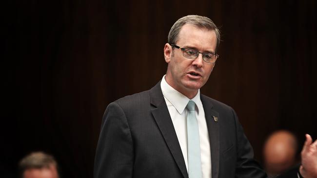 Health Minister Michael Ferguson speaks during question time in parliament. Picture: LUKE BOWDEN