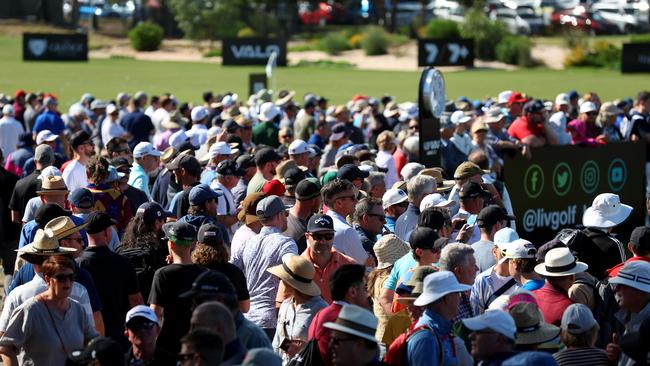 Crowds at the LIV Golf tournament at Grange Golf Club on Friday. Picture: NCA NewsWire/Kelly Barnes