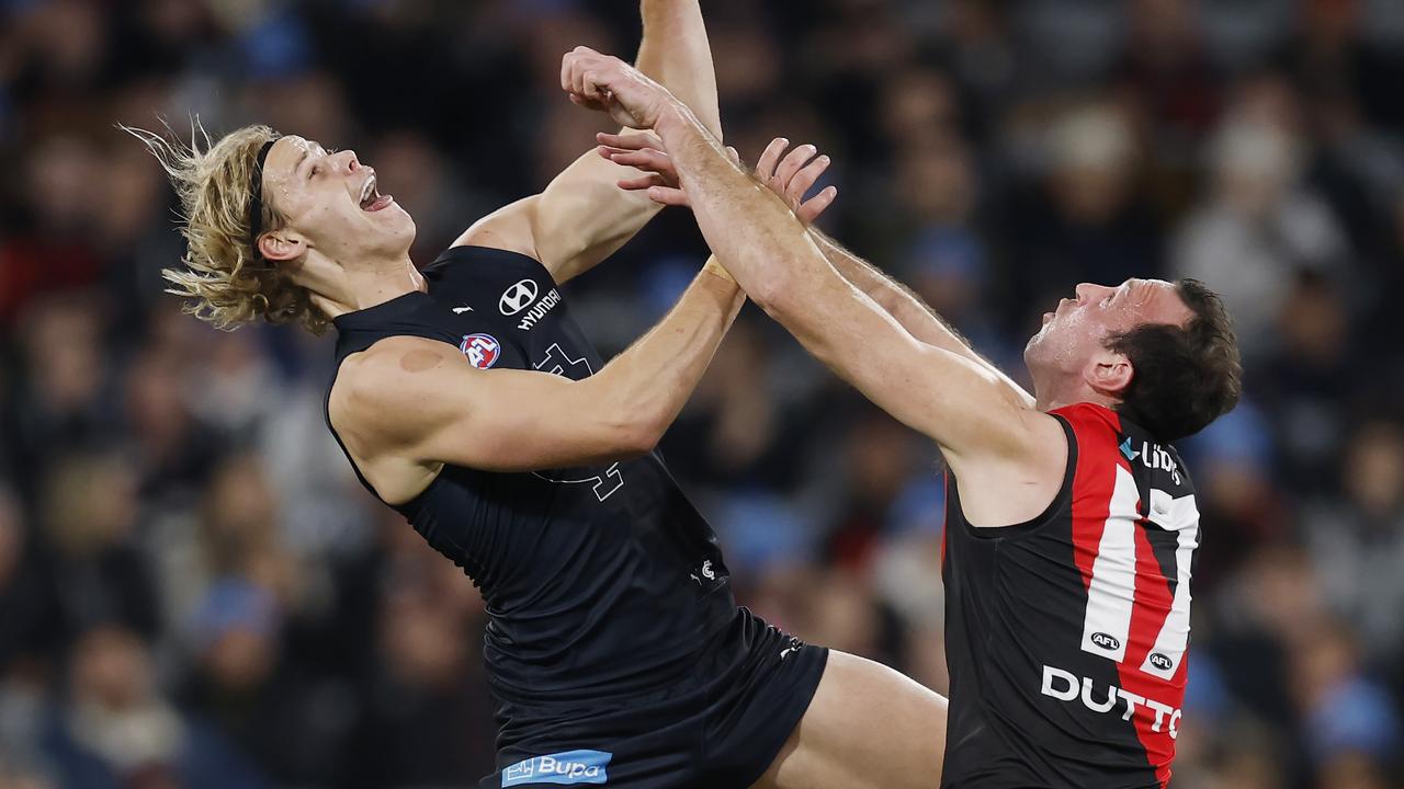 Bombers stunned, Blues star floored by head-high hit