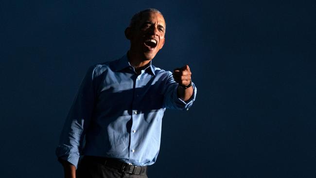 Barack Obama addresses Biden-Harris supporters during a drive-in rally in Philadelphia, Pennsylvania. Picture: AFP.