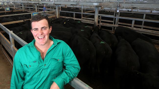 Brenton Kuch, from Darriman, sold 180 Angus steers at the Leongatha cattle sale. Picture: Yuri Kouzmin