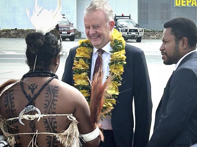 Upscaled - Prime Minister Anthony Albanese arrives in Papua New Guinea (PNG). The PM will commemorate Anzac Day by walking part of the Kokoda Track alongside his Papua New Guinea counterpart, James Marape. Picture: Warren Brown