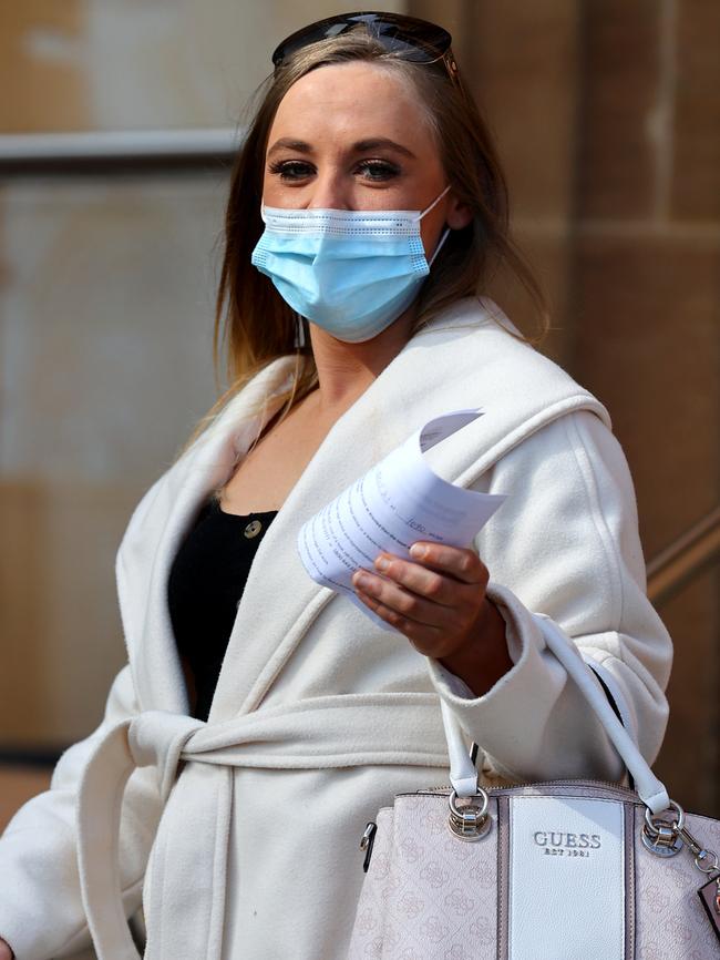 Lilli Trenerry leaving the Adelaide Magistrates court after an earlier appearance. Picture: NCA NewsWire/Kelly Barnes