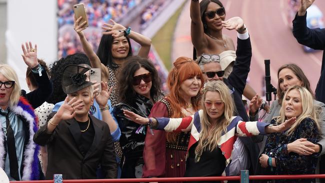 Kate Moss, Naomi Campbell and Patsy Kensit take part in the Platinum Jubilee Pageant in front of Buckingham Palace. Picture: Getty