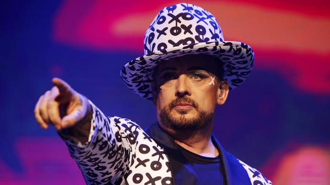 Miss Me? Culture Club’s Boy George loved being on stage in front of an adoring Adelaide crowd on Tuesday. Picture: Simon Cross