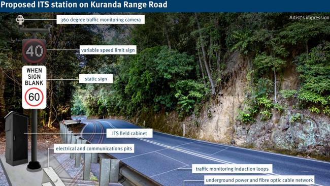 The Kuranda Range Road is the new location of an Intelligent Transport Systems (ITS) stations will help pinpoint the location and severity of an incident and will advise motorists to reduce the risk of rear-end crashes. Picture: Supplied