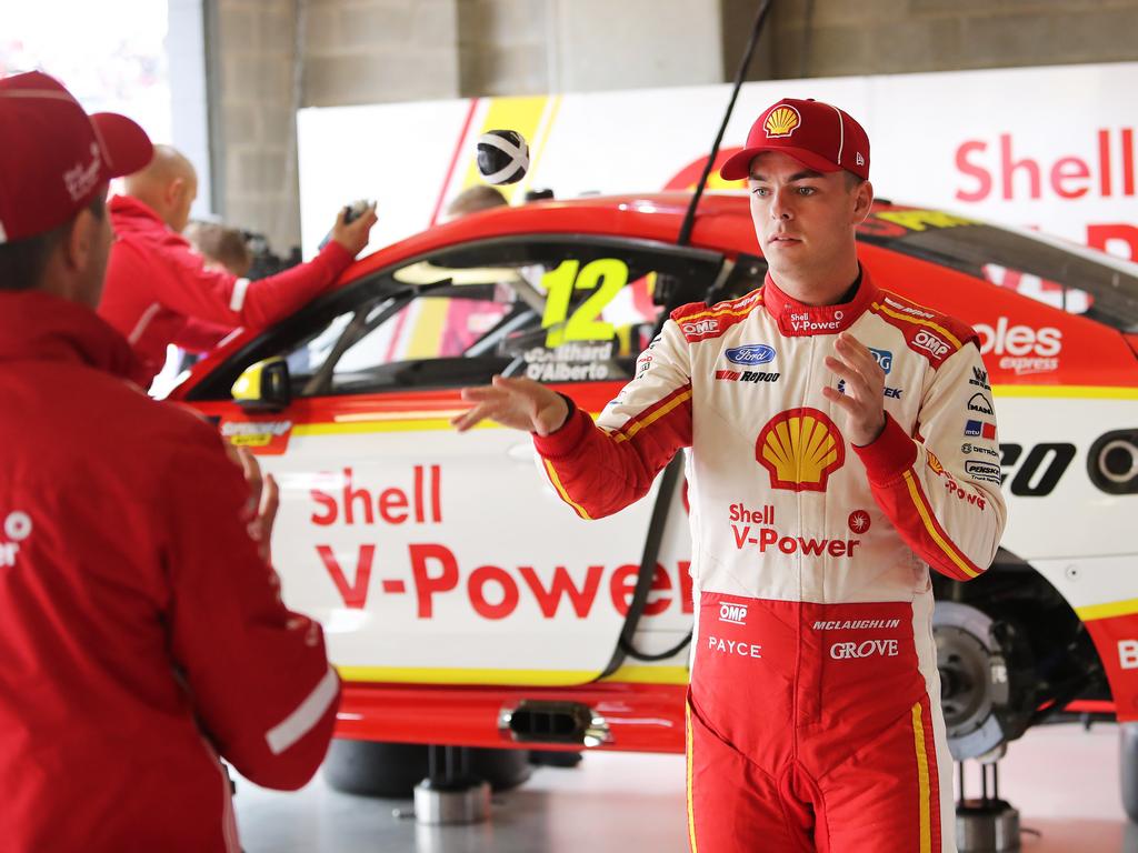 Scott McLaughlin before getting pole position after the top 10 shootout. 2019 Supercheap Auto Bathurst 1000, the pinnacle of the Virgin Australia Supercars Championship. #17 Shell V-Power Racing Scott McLaughlin/Alex Premat, Ford Mustang GT. Picture Rohan Kelly