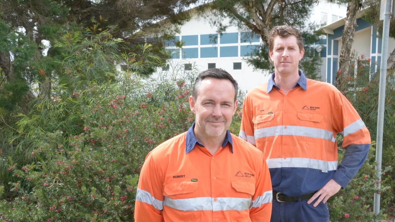 New Hope Group CEO Rob Bishop (left) and New Acland Mine General Manager Dave O’Dwyer.