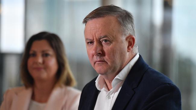 Labor candidate for Eden-Monaro Kristy McBain and Anthony Albanese. Picture: AAP