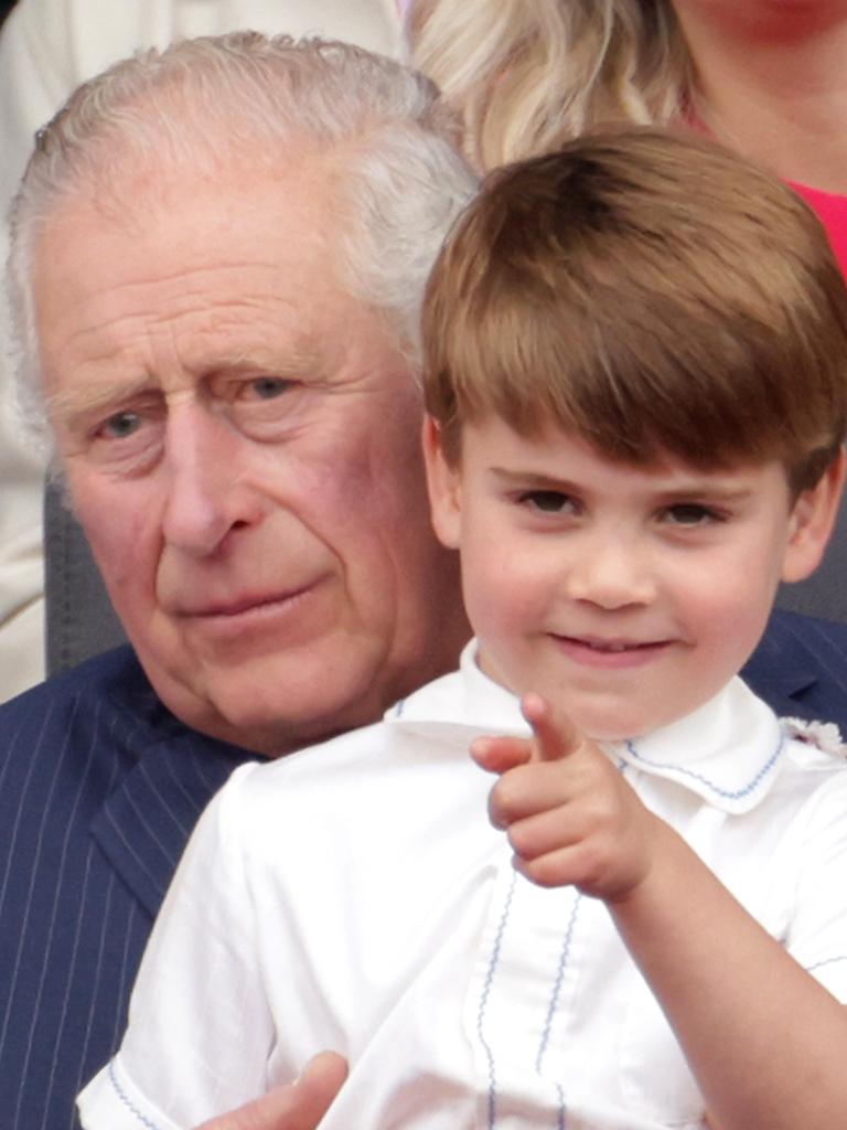 Prince Louis on Prince Charles’ lap. Picture: Chris Jackson/Getty Images.