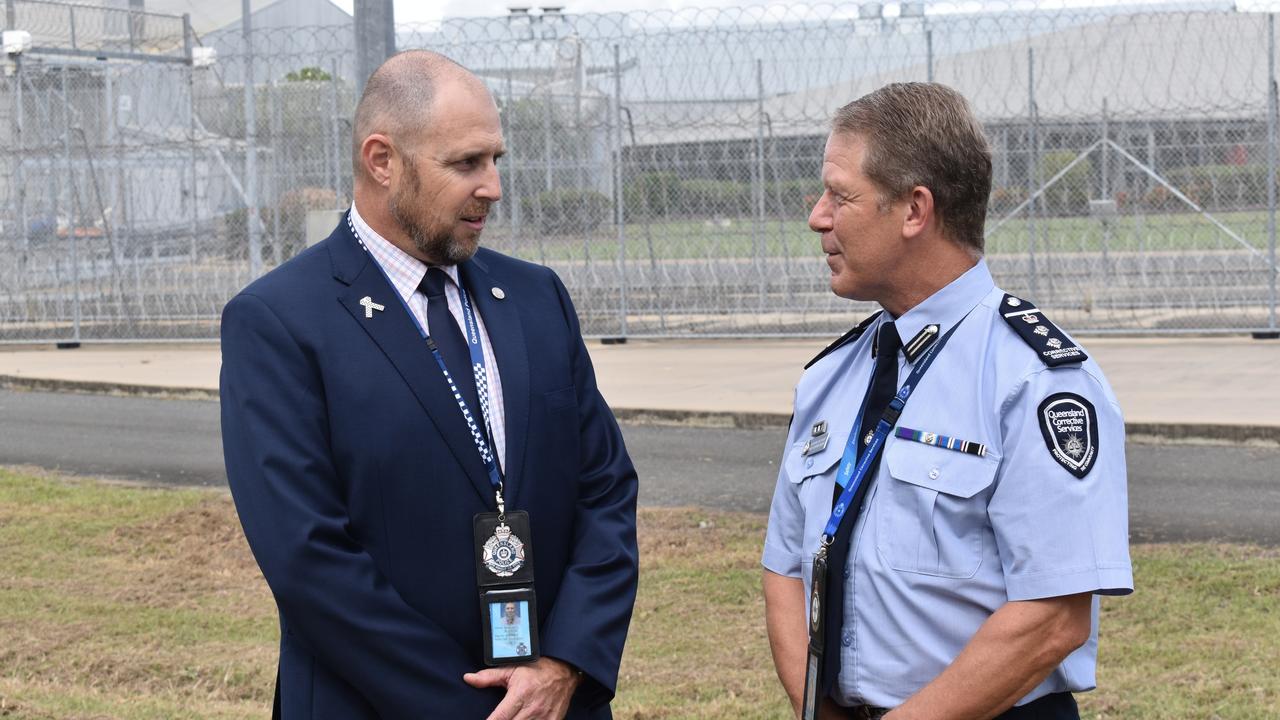 Acting Detective Inspector Anthony Buxton and Chief Superintendent and General Manager of the Capricornia Correctional Centre Richard Butcher.