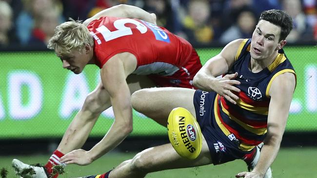 ONE FALLS: West Coast is no longer in the chase for Crows forward Mitch McGovern who now has to choose between a go-home deal with Fremantle or an extended stay at Adelaide. Picture Sarah Reed.