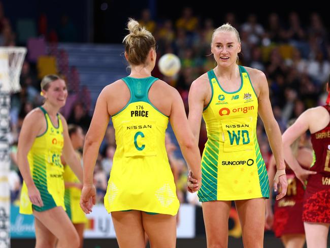 Jo Weston of Australia celebrates winning during game three of the International Test Match series between the Australia Diamonds and England Roses. (Photo by Chris Hyde/Getty Images)