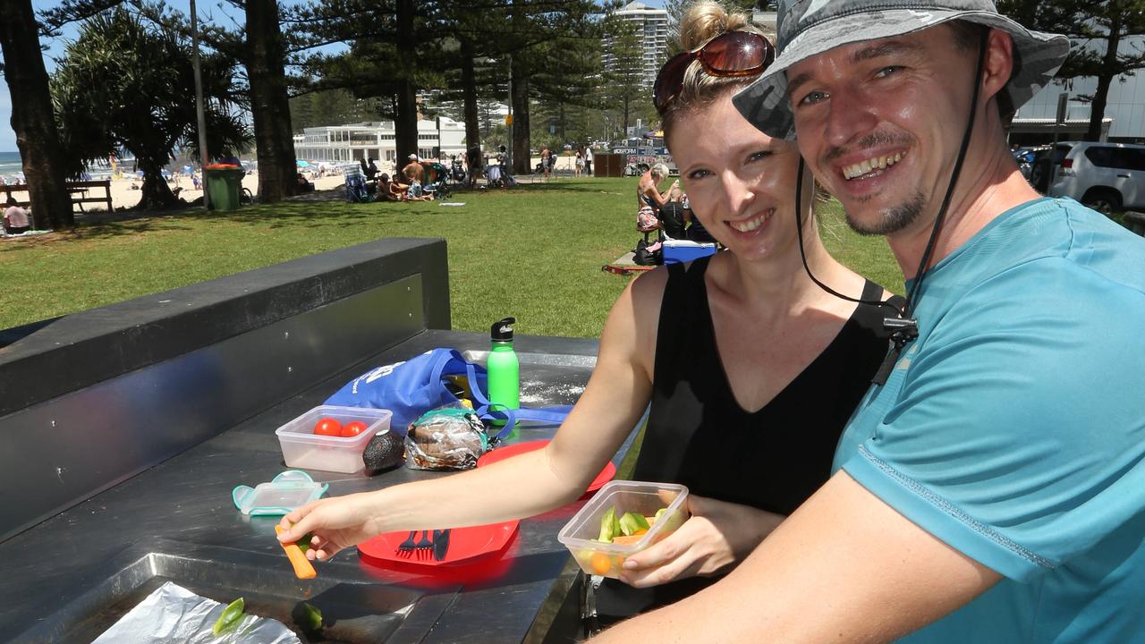 People celebrating Australia Day at Burleigh Heads. (L-R) Radka Landa and Martin Landa of Brisbane. Pic Mike Batterham