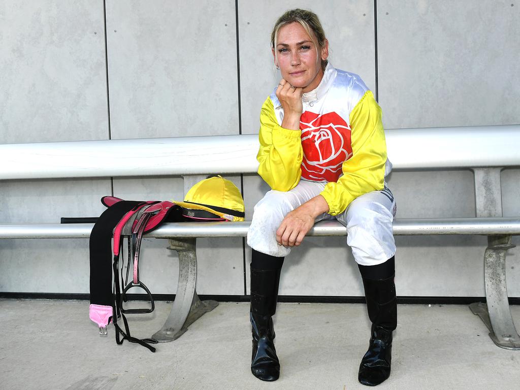 Jockey Laura Cheshire after racing on Friday. Picture: John Gass