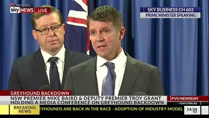 Mike Baird announces greyhound backflip