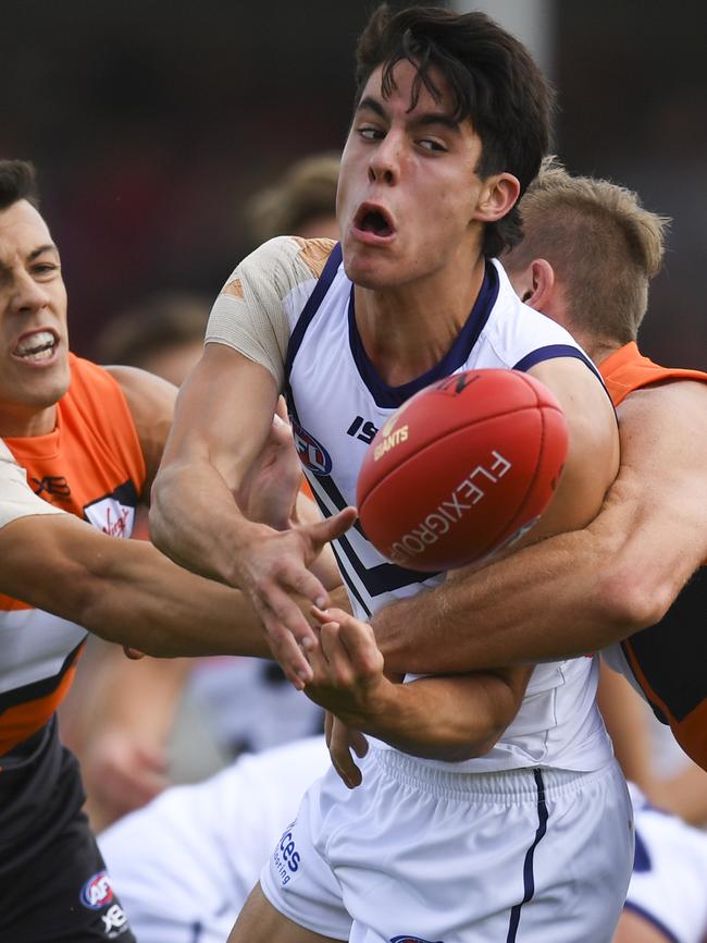 Freo youngster Adam Cerra showed a bit. Pic: AAP