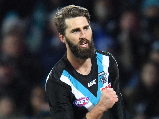 Justin Westhoff kicked the matchsealing goal. Picture: AAP