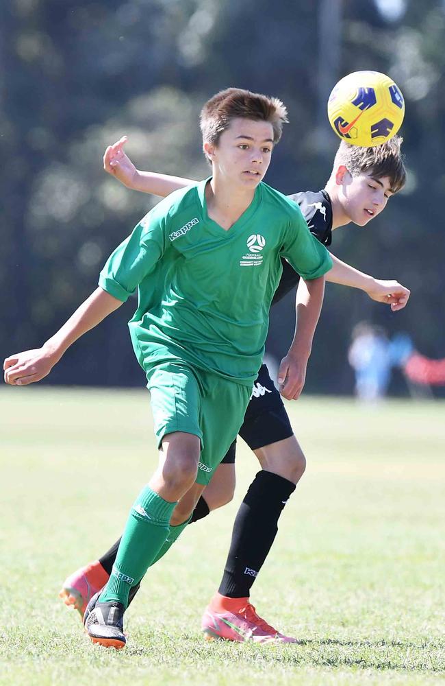 Football Queensland Community Cup carnival, Maroochydore. U13 boys, Sunshine Coast V Metro North. Picture: Patrick Woods.