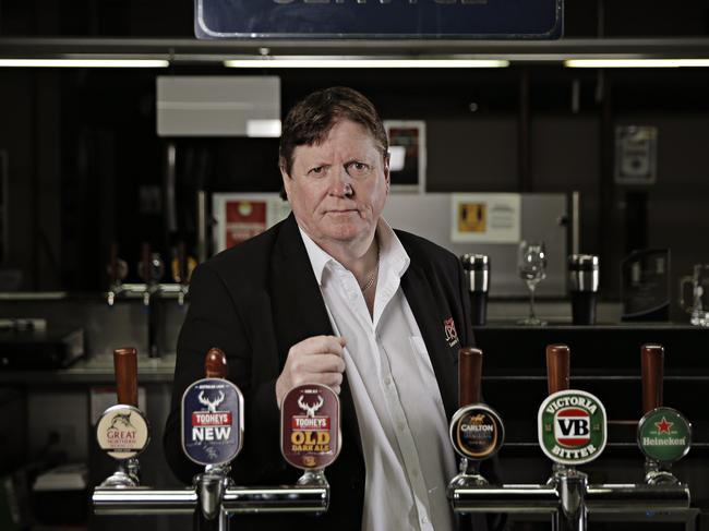 Oberon RSL GM Peter Price posing for a photo at the bar of the Oberon RSL on the 6th May 2020. Small towns like Oberon have been hit hard economically by the coronavirus despite having no cases in their region. Photographer: Adam Yip