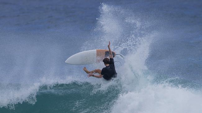 Surfers enjoying the larger swell at Snapper Rocks on Sunday 2 January 2022. Picture: Jerad Williams