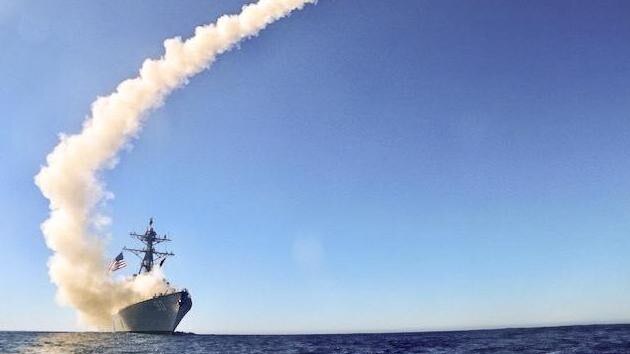 The destroyer USS Chafee launches a Tomahawk Block V in the first operational test of the new missile last year.