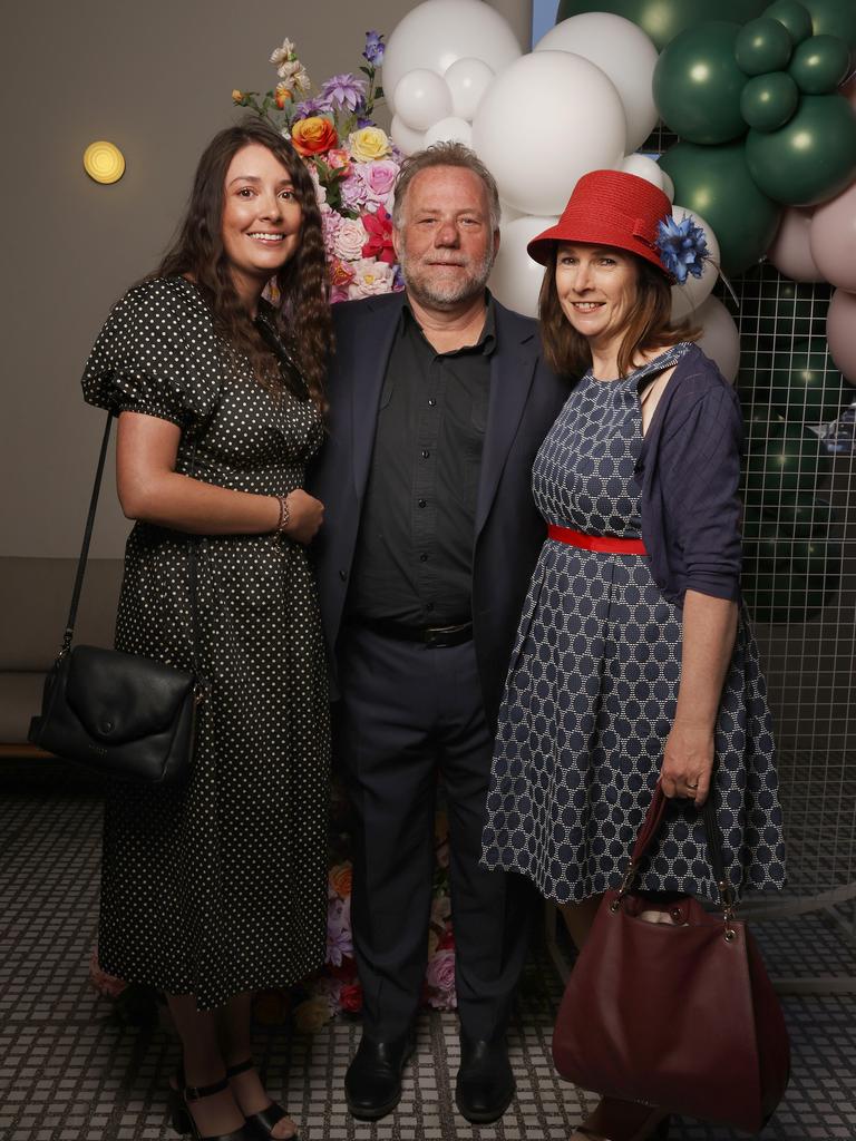 Tyla Harrington, Craig Herbert, Karen Young. Melbourne Cup event at Franklin Wharf as a fundraiser for charity Variety. Picture: Nikki Davis-Jones