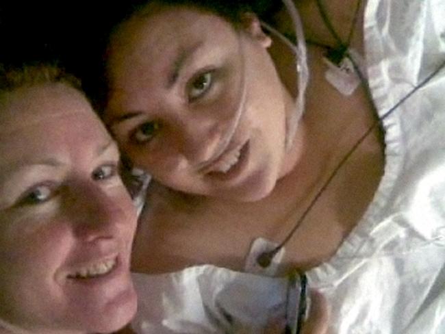 Heidi Haydon pictured during her recovery in hospital following her motorbike accident. Picture: Supplied.