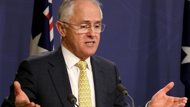 Malcolm Turnbull speaking yesterday. Picture: Chris Pavlich