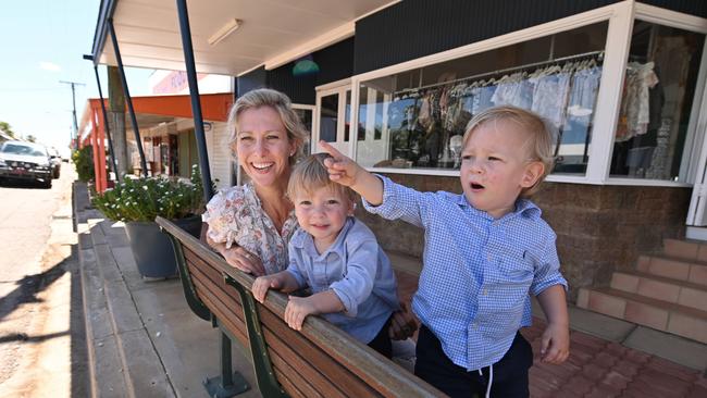 Employees ‘could basically work their own hours’, says Amanda Stevens, mother of twins Lawson and Staaten White and proprietor of fashion store Gravel &amp; Grace in Julia Creek. Picture: Lyndon Mechielsen