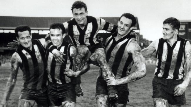 The 1958 Magpies beat Melbourne in that year’s grand final at the MCG. Francis Galbally’s father, Frank, was on the board and his uncle Jack Galbally was vice-president.