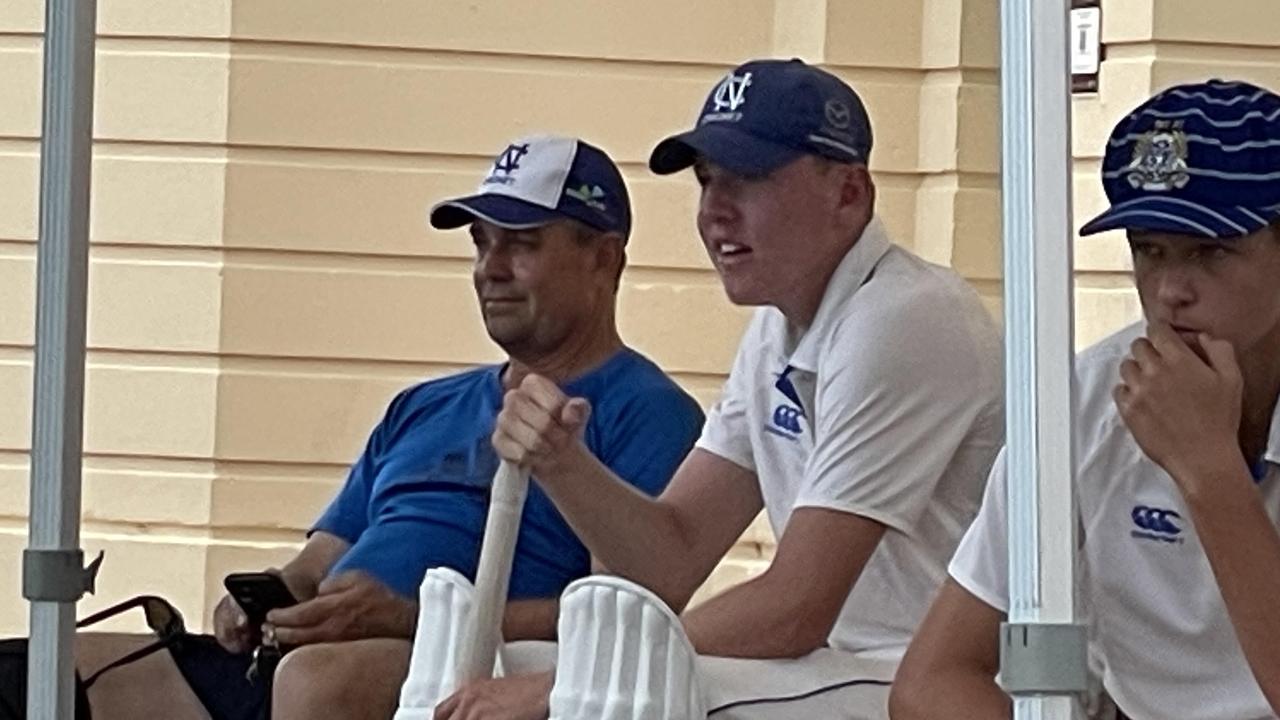 Fergus McFadyen waits to bat on Saturday.