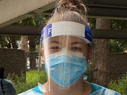 Gold Coast nurse Topaz Stringfellow on the frontline of the pandemic in Victoria.