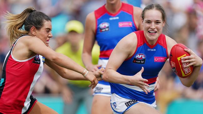 Bulldogs star Izzy Huntington could spend more time forward in 2021. Picture: AAP/Michael Dodge